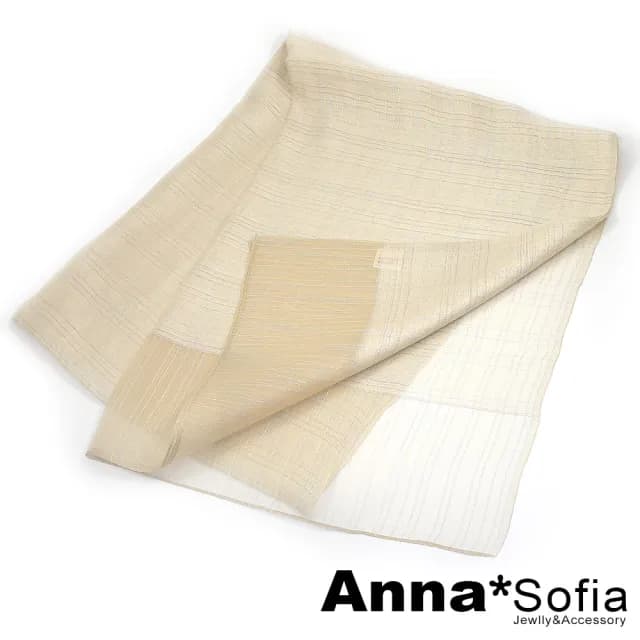 【AnnaSofia】真絲羊毛混紡大尺寸披肩絲巾圍巾-煥彩線絲 現貨(黃杏系)