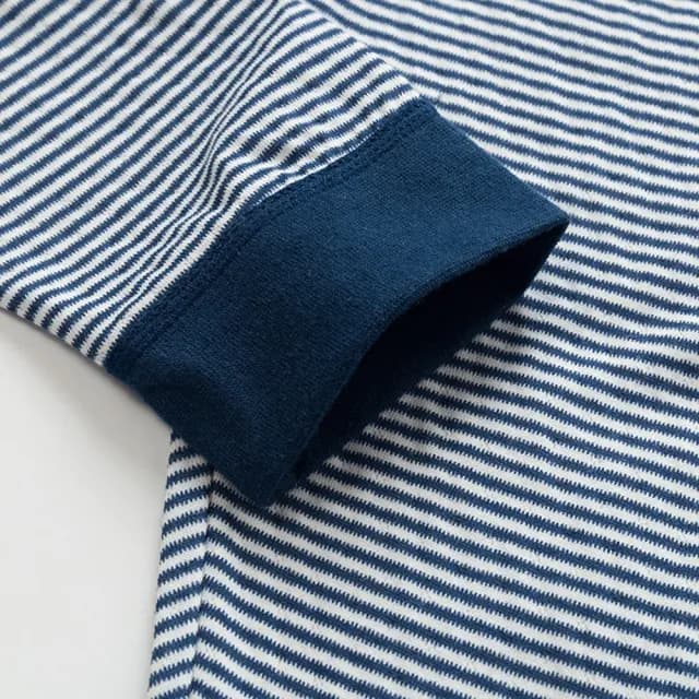 【橘魔法】（3件一組）條紋船錨雙層透氣網眼緹花(內衣 長褲 居家服 男童 內搭衣 兒童 童裝 衛生衣)