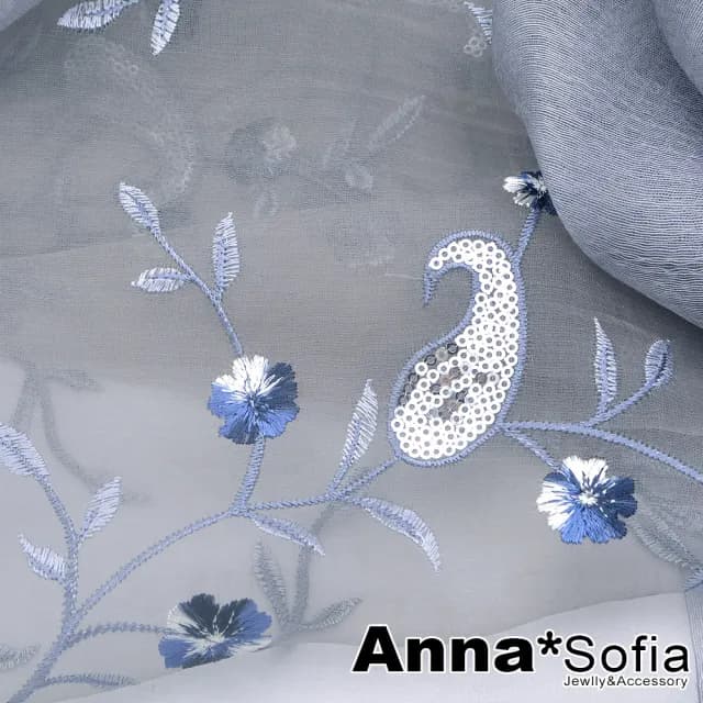 【AnnaSofia】真絲羊毛混紡大尺寸披肩絲巾圍巾-沁梅曲葉 現貨(灰系)