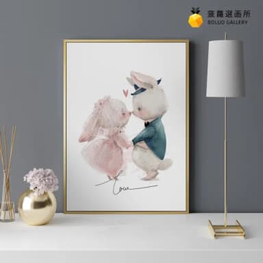 【菠蘿選畫所】Yes I do! - 30x40cm(手繪情侶兔子掛畫/兔兔裝飾畫/居家佈置/交換禮物)