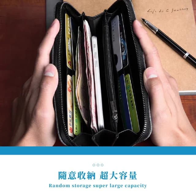 【細品生活】父親節禮物 牛津布簡約時尚長夾(多卡位 手拿包 男用錢包 男皮夾 長皮夾 拉鏈長夾