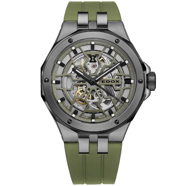 【EDOX 伊度】Delfin Mecano 魔幻巡洋 鏤空200米機械錶/43mm 送禮 禮物 推薦(E85303.357GNCAV.VONB)