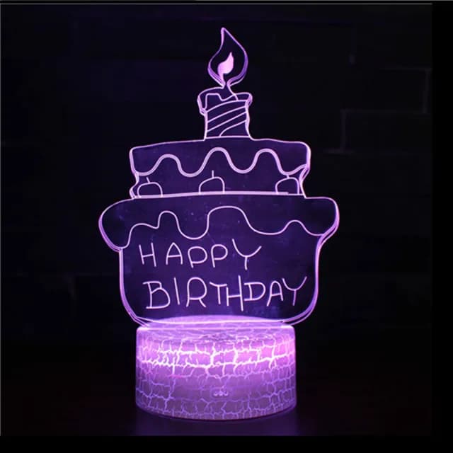 【北熊の天空】生日快樂 爆裂底座LED USB小夜燈 北歐風3D立體造型燈(聖誕節/交換禮物/生日禮物/情人節禮物)