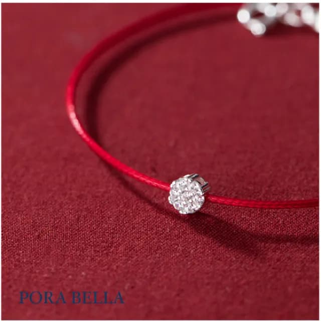 【Porabella】925純銀開運鋯石紅繩手鍊 好運轉運紅色手繩 幸運姻緣 好人緣紅繩手鍊 Bracelets