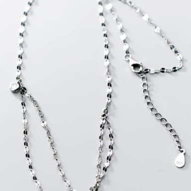 【Porabella】925純銀小鋯石雙鍊項鍊 小眾設計款ins風 情人節禮物 生日禮物  Necklace