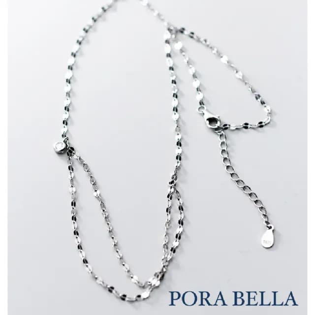 【Porabella】925純銀小鋯石雙鍊項鍊 小眾設計款ins風 情人節禮物 生日禮物  Necklace