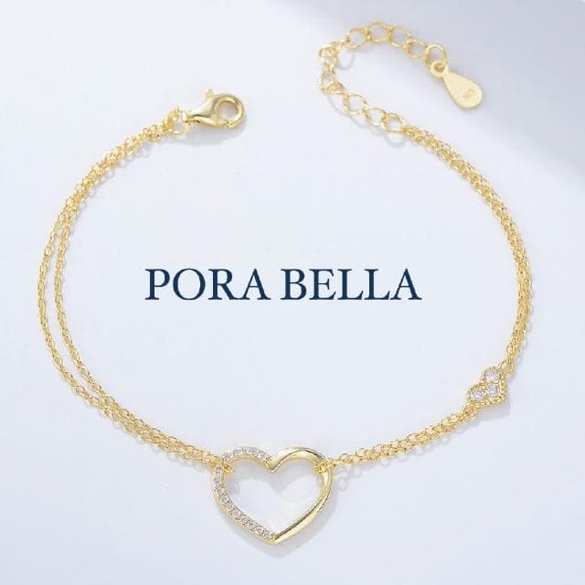 【Porabella】925純銀小巧愛心鋯石造型手鍊 告白禮物 情人節禮物 送女友 銀飾 Bracelets