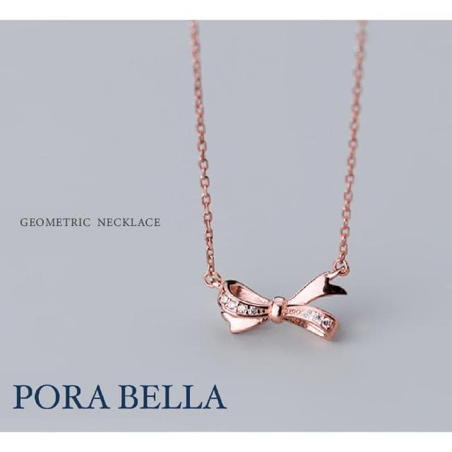 【Porabella】925純銀鋯石蝴蝶結項鍊 小眾設計款ins風 情人節禮物 生日禮物  Necklace