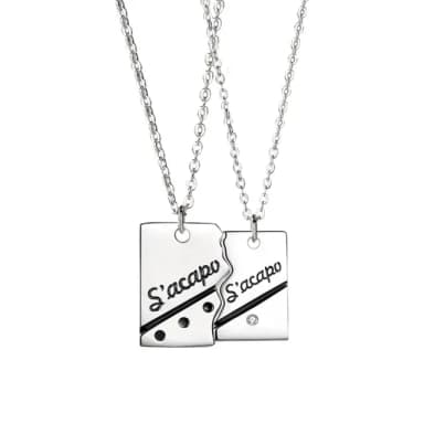 【米蘭精品】現貨+預購 925純銀項鍊情侶對鍊(紙短情長幾何拼接生日聖誕節交換禮物74cj75)