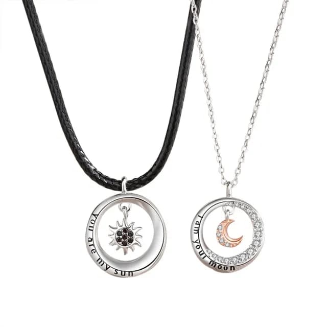 【米蘭精品】現貨+預購 925純銀項鍊情侶對鍊(朝日暮月鑲鑽鎖骨鍊生日聖誕節交換禮物74cj10)