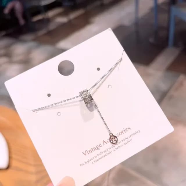 【VERDNIA】925純銀滾輪微鑲鑽吊墜項鍊精緻情人節禮物(銀色 玫瑰金)