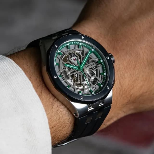 【EDOX 伊度】Delfin 魔幻巡洋系列鏤空潛水機械錶-43mm 送禮 禮物 推薦(E85303.3NN.VB)