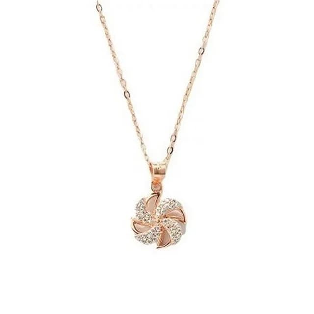 【米蘭精品】現貨+預購 925純銀項鍊鋯石吊墜(可旋轉鏤空風車甜美情人節生日聖誕節交換禮物女飾品74bu11)