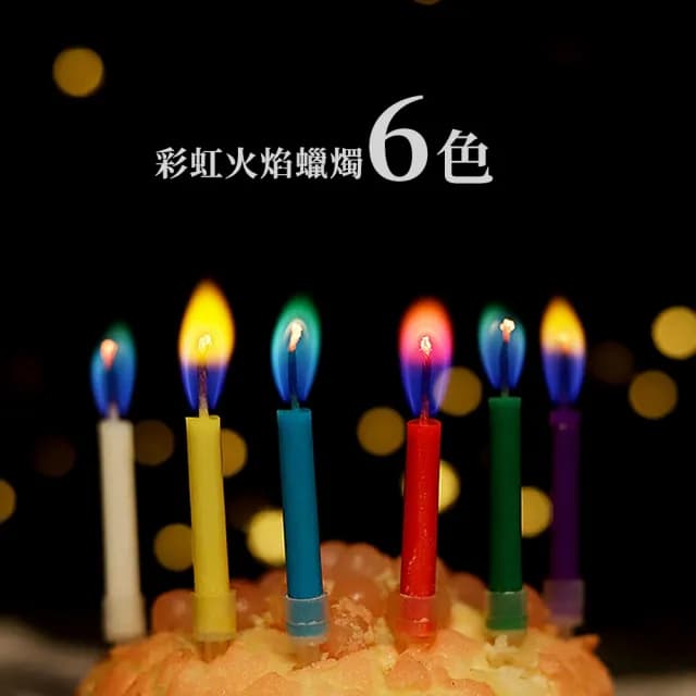【MyDuck】12支 彩虹火焰蛋糕裝飾生日蠟燭(網紅生日派對盒裝氣氛裝飾道具)