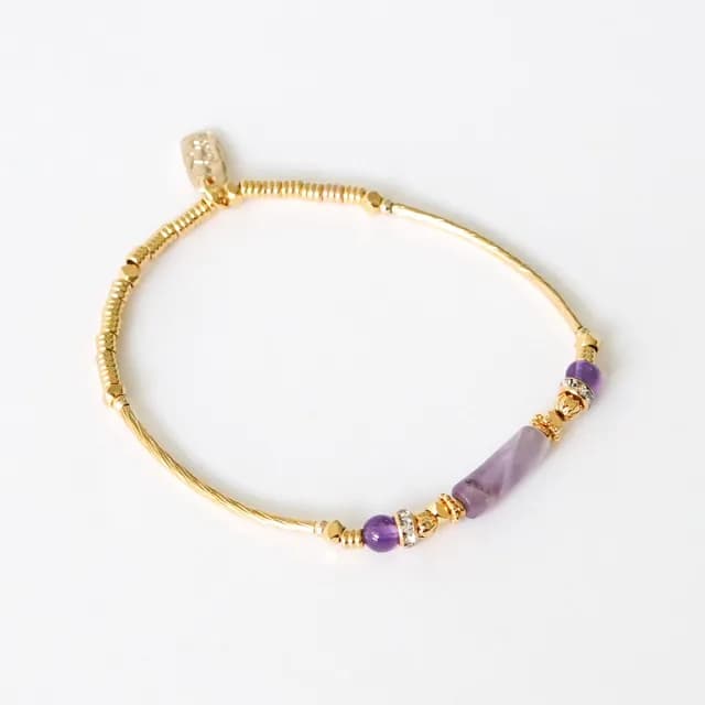 【Ficelle】招貴人 紫水晶 K金 京都藝伎小夜曲手鍊(輕珠寶 天然石 磁場  開運 設計款 手工製作)