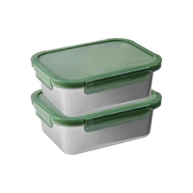 【CorelleBrands 康寧餐具】可微波316不鏽鋼長方形保鮮盒大容量2入組(1850mlx2)