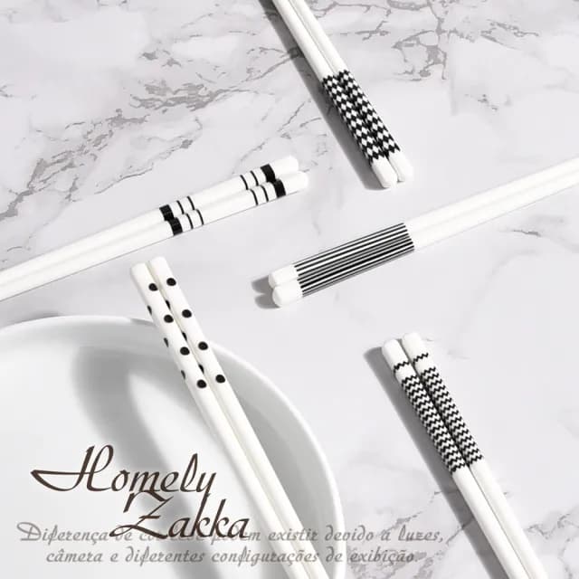 【Homely Zakka】北歐經典復古黑白浪漫系列陶瓷筷子25cm_禮盒5雙組(餐具 筷子 碗筷 陶瓷餐具)