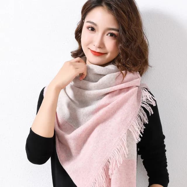 【米蘭精品】現貨+預購 100%羊毛圍巾保暖披肩(拼色百搭流蘇女配件情人節生日聖誕節交換禮物7色74dl62)