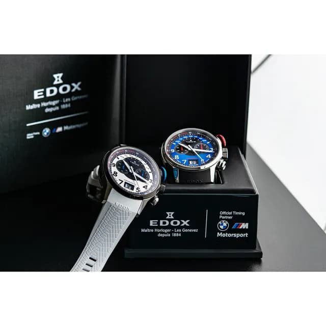 【EDOX 伊度】限量賽車錶 BMW M MOTOSPORT  賽車計時石英錶/48mm 送禮 禮物 推薦(E38001.TINNBU.BN)