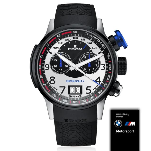 【EDOX 伊度】限量賽車錶 BMW M MOTOSPORT  賽車計時石英錶/48mm 送禮 禮物 推薦(E38001.TINNBU.BN)
