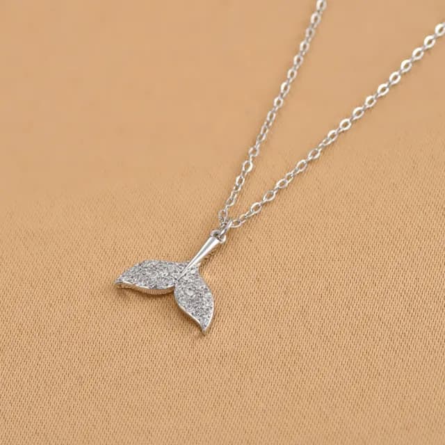 【Umi】韓式東大門簡約奢華時尚優雅百搭銀項鍊0166(閃耀鑲鑽浪漫人魚尾巴 韓劇 精緻情人節禮物)