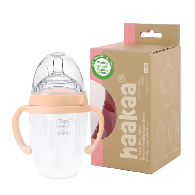 【haakaa】第三代多功能哺育系列-250ml防脹氣矽膠奶瓶(含圓孔奶嘴+瓶蓋)