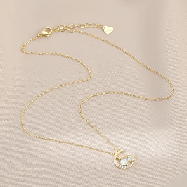 【Umi】韓式東大門簡約奢華時尚優雅百搭銀項鍊63030(浪漫月亮微鑲鑽兔子單鑽 韓劇 精緻情人節禮物)