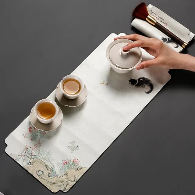 【PUSH!】品茗喝茶具典雅風防水茶席桌布禪意中式復古茶盤桌旗(茶巾小號2入套組T26)