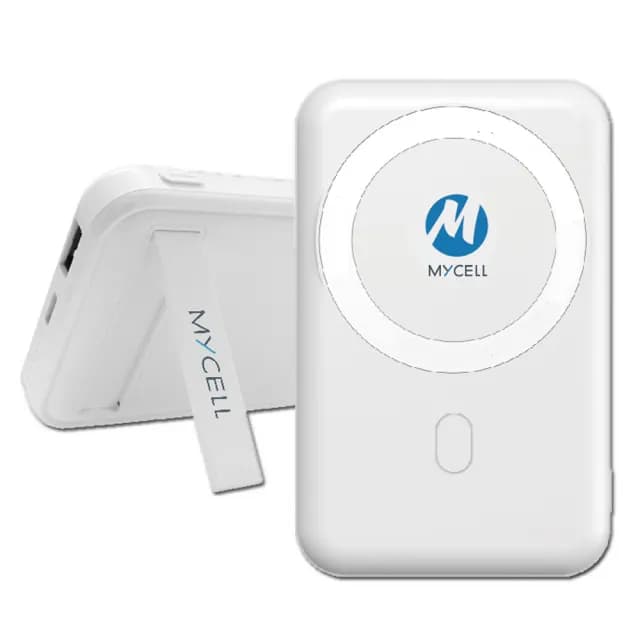 【MYCELL】10000mAh 20W磁吸式MagSafe雙孔無線快充行動電源(收納式腳架)