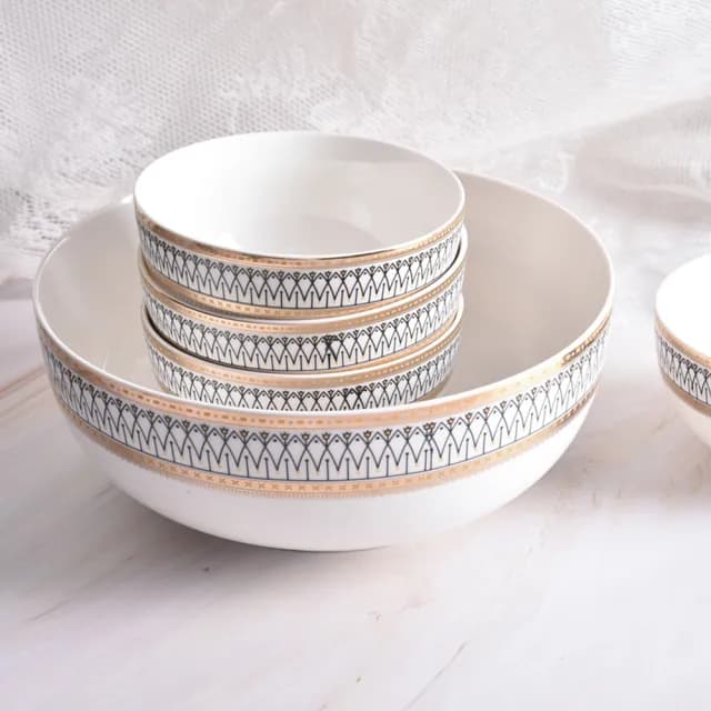 【Homely Zakka】歐式復古描金陶瓷餐盤碗餐具_大圓湯碗20cm(湯盤 餐具 餐盤 盤子 器皿)