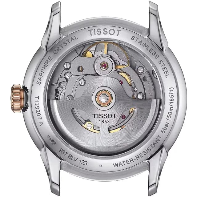 【TISSOT 天梭 官方授權】杜魯爾系列動力80小時機械女錶-銀x玫瑰金/34mm 送禮 推薦(T139.207.22.038.00)