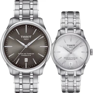 【TISSOT 天梭 官方授權】杜魯爾動力80小時機械對錶 情侶手錶 禮物(T1398071106100+T1392071103100)