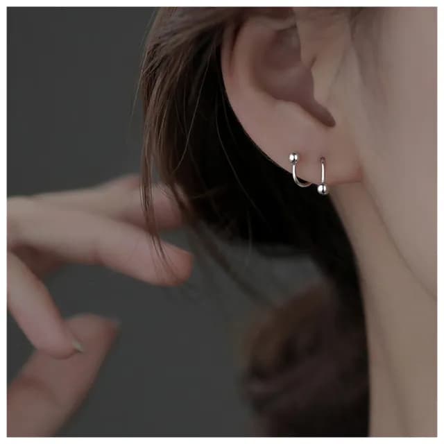 【HaNA 梨花】韓國簡約．輕奢簡單圓珠曲線耳環(韓國 針式耳環 耳飾 耳圈 耳釘 耳扣 耳墜)