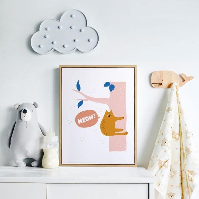 【菠蘿選畫所】喵下不來了-50x70cm(客廳 掛畫/療癒/小貓/文創/交換禮物/客廳 掛畫/房間佈置)