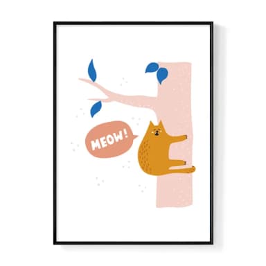 【菠蘿選畫所】喵下不來了 - 42x60cm(客廳 掛畫/療癒/小貓/文創/交換禮物/客廳 掛畫/房間佈置)