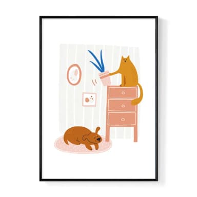 【菠蘿選畫所】嘿！Watch out - 42x60cm(客廳 掛畫/療癒/小貓/文創/交換禮物/客廳 掛畫/房間佈置)