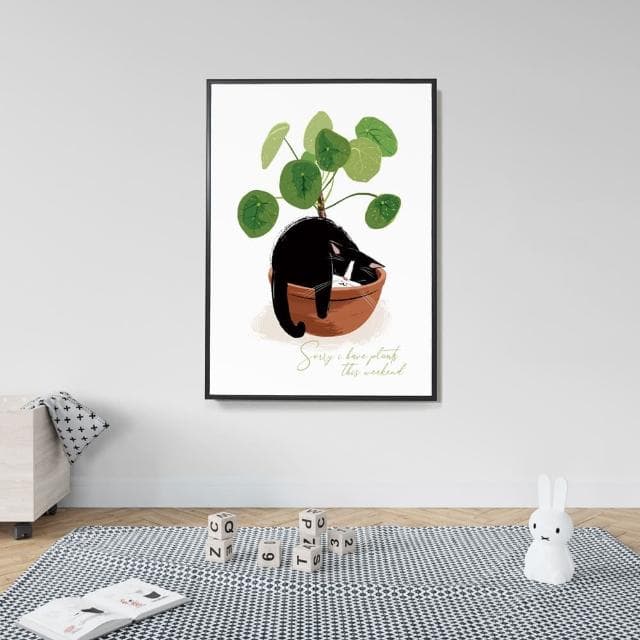 【菠蘿選畫所】花園裏的貓•鏡面草 - 42x60cm(客廳 掛畫/療癒/小貓/文創/交換禮物/客廳 掛畫/房間佈置)