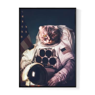 【菠蘿選畫所】Space Cat-50x70cm(客廳 掛畫/療癒/小貓/文創/交換禮物/客廳 掛畫/房間佈置)