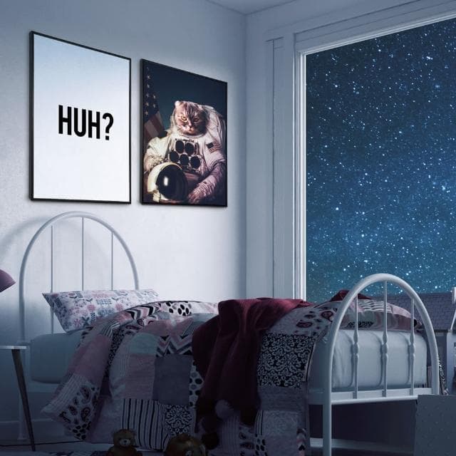 【菠蘿選畫所】Space Cat-50x70cm(客廳 掛畫/療癒/小貓/文創/交換禮物/客廳 掛畫/房間佈置)