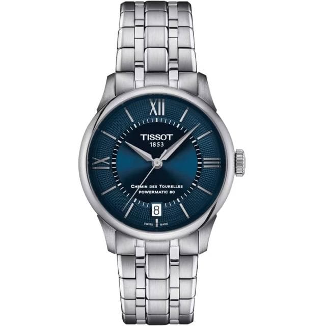 【TISSOT 天梭 官方授權】杜魯爾系列 80小時動力儲存機械腕錶-34mm/藍 情人節 禮物(T1392071104800)