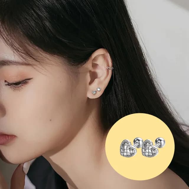 【A&R】韓風s999純銀愛你的心形款轉珠耳環 兩款任選(鎖珠 螺絲耳扣 鎖式 愛心 情人節 生日禮物)
