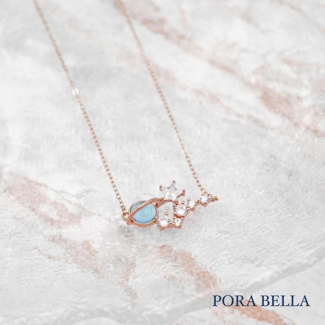 【Porabella】925純銀鋯石項鍊 玫瑰金 人造月光石小眾設計款 純銀項鍊 情人節禮物 生日禮物 Necklace