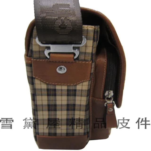 【SNOW.bagshop】父親節禮物 書包英國金安德森專櫃男士肩側包100%真皮(真皮包包 +進口格紋緹花布)
