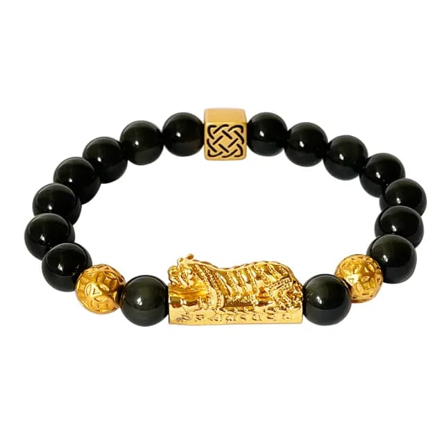 【命運好好玩】財霸咬錢虎黑曜手鍊(男)