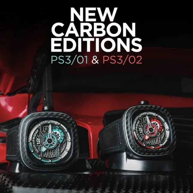 【SEVENFRIDAY】碳纖維限定版 紅寶紅 自動上鍊機械錶-47X47.6mm 送禮 禮物 推薦(PS3/02)