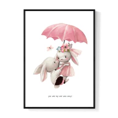 【菠蘿選畫所】THE ONE AND ONLY-50x70cm(手繪情侶兔子掛畫/交換禮物/居家佈置/療癒掛畫)