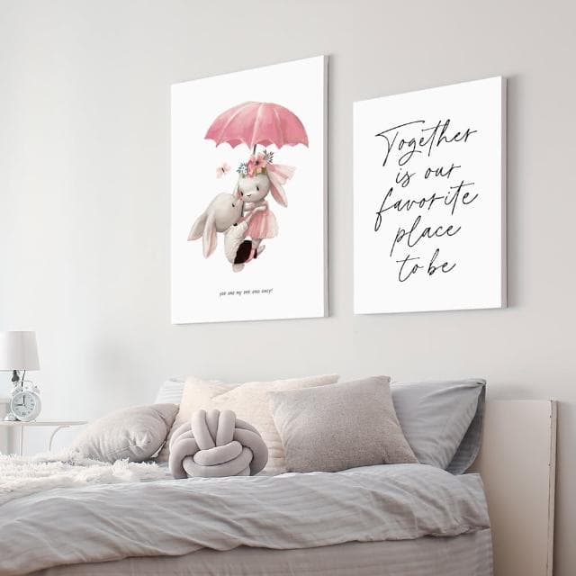 【菠蘿選畫所】THE ONE AND ONLY-50x70cm(手繪情侶兔子掛畫/交換禮物/居家佈置/療癒掛畫)