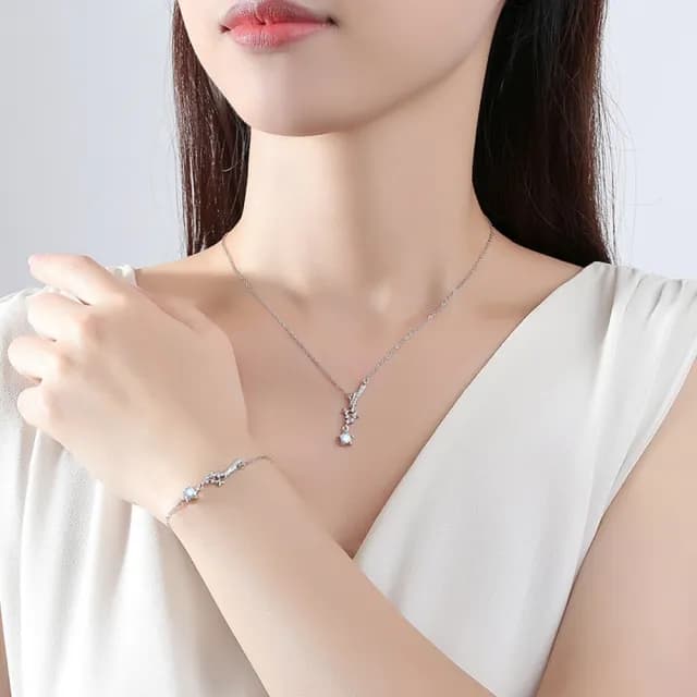 【巴黎精品】現貨+預購 925純銀項鍊琉璃三件套(流星耳環鋯石生日情人節禮物女飾品v1ar77)