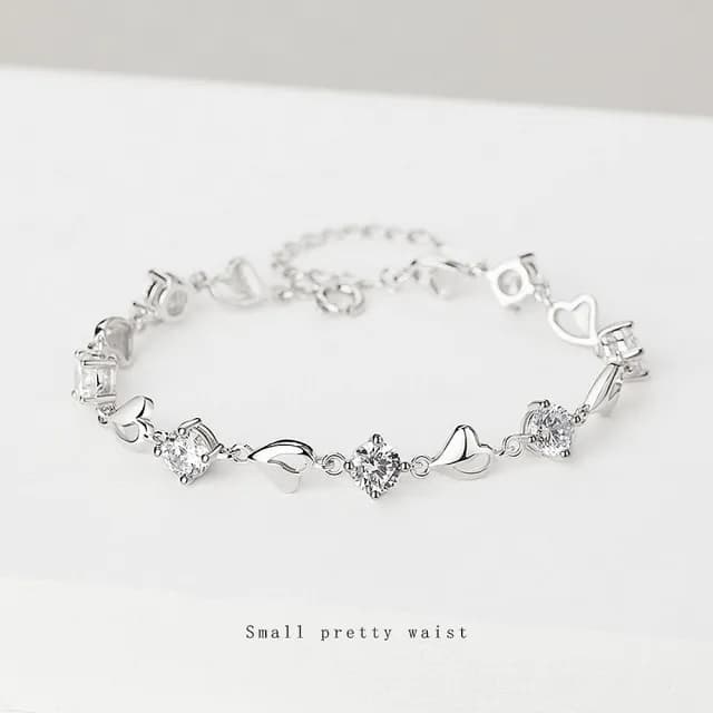 【巴黎精品】現貨+預購 925純銀手鍊鋯石手鏈(繁星點點心形生日情人節禮物女飾品3色v1ar88)