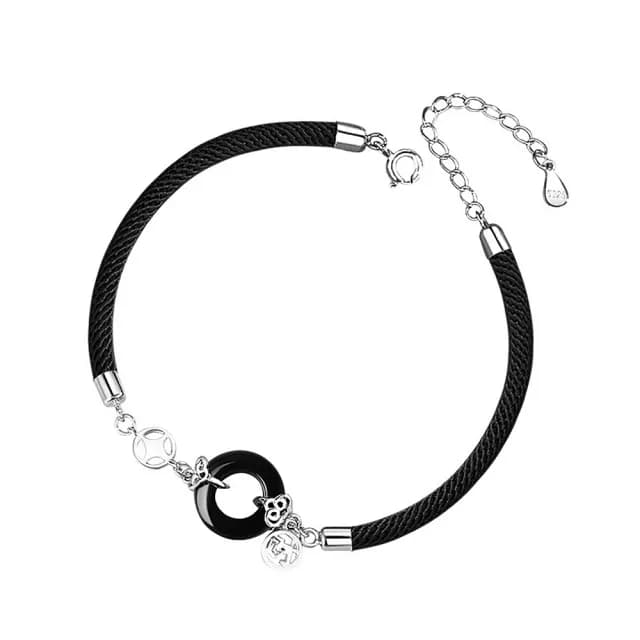 【巴黎精品】現貨+預購 925純銀手鍊情侶手繩(黑曜石和闐玉平安扣生日情人節禮物男女飾品2款v1ar13)